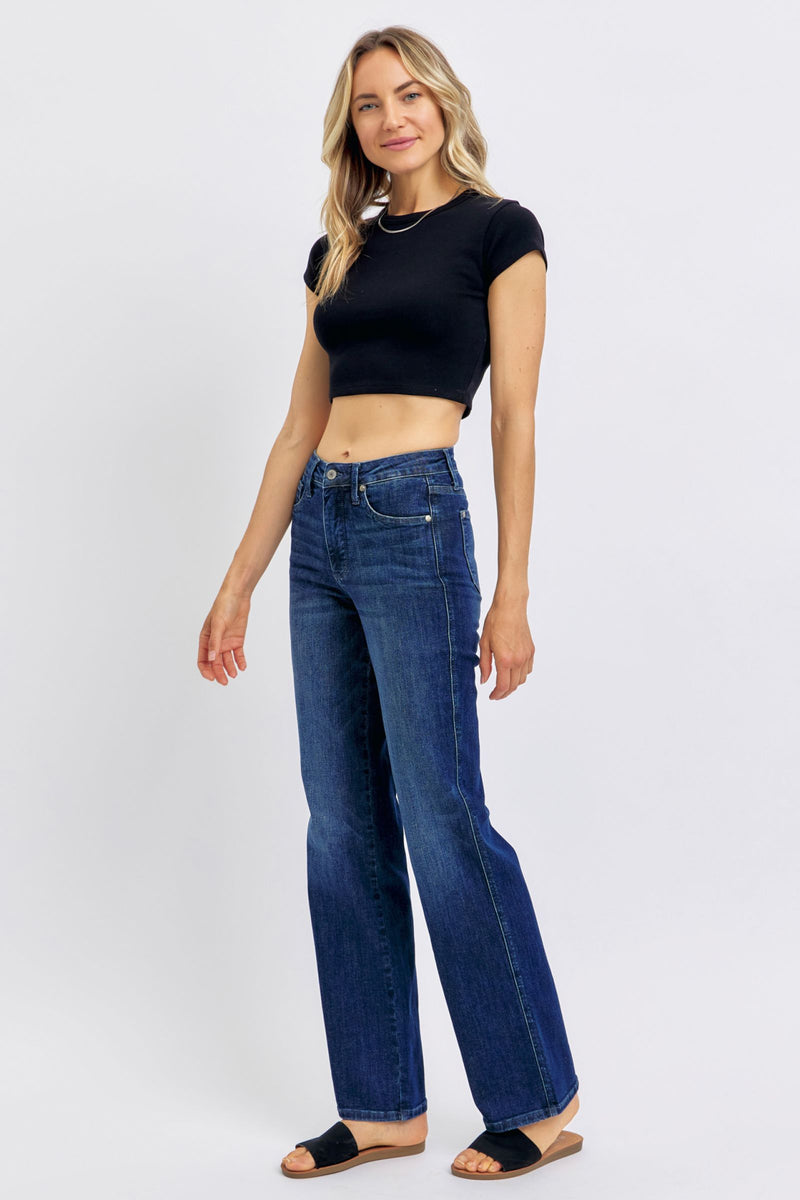 Judy Blue Mid Rise Tummy Control Straight Jeans