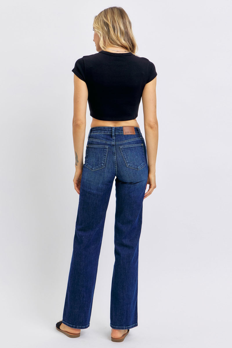 Judy Blue Mid Rise Tummy Control Straight Jeans