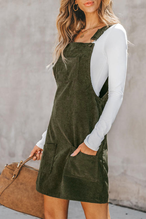 Green Corduroy Overall Dress