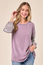 Lavender Knit Top Accent Sleeve