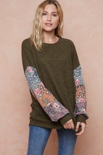 Colorblock Waffle Top Accent Sleeve