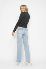 **RESTOCK** Judy Blue Light Wash High Waist Wide Leg Cargo Jeans