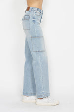 **RESTOCK** Judy Blue Light Wash High Waist Wide Leg Cargo Jeans