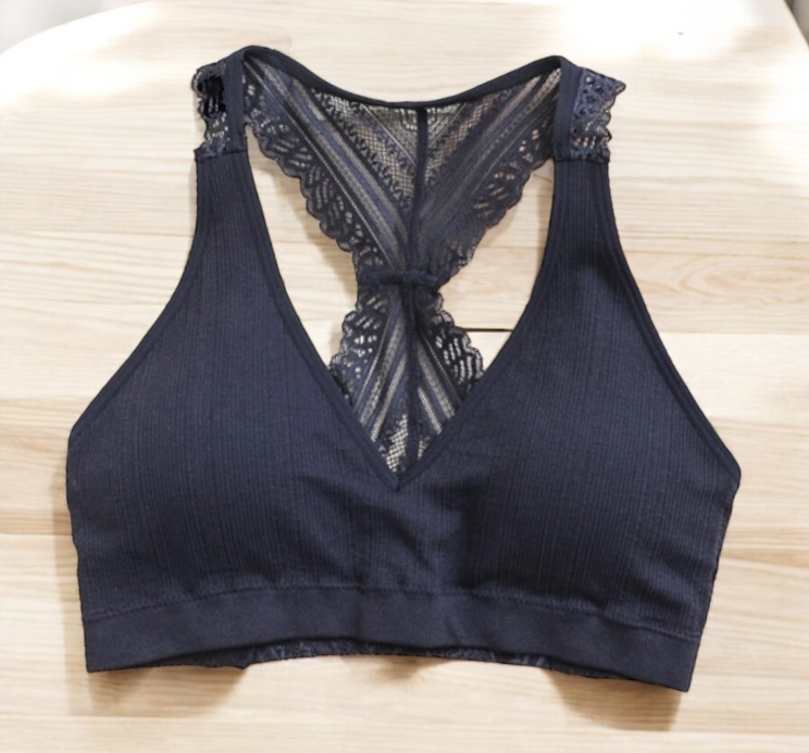 Lace Racerback Bralette in Black or Navy