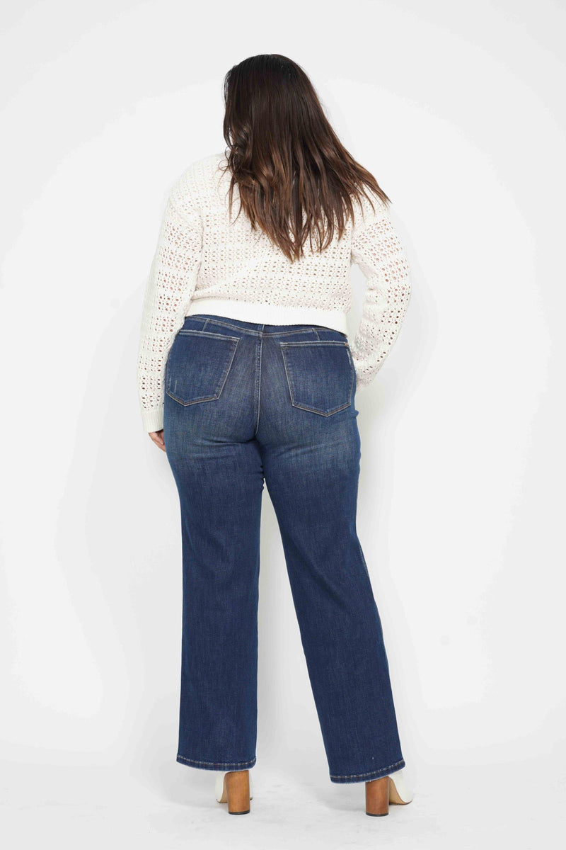 Plus Judy Blue Dark Tummy Control Classic Straight Jeans