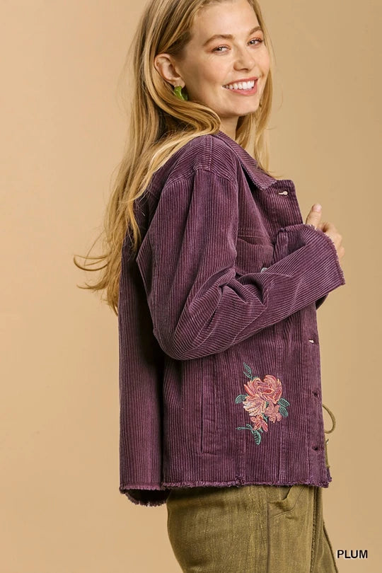 Corduroy Embroidered Jacket