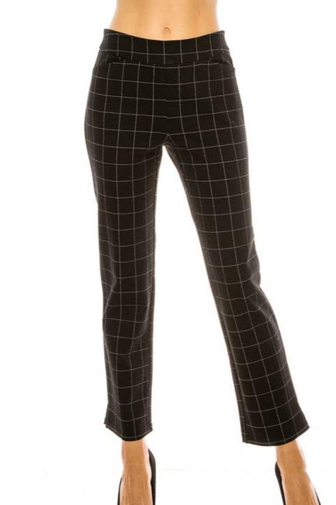 Black Grid Ankle Pants