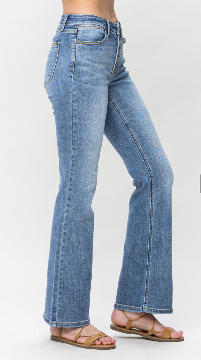 New! Judy Blue Mid Rise Vintage Button Fly Bootcut