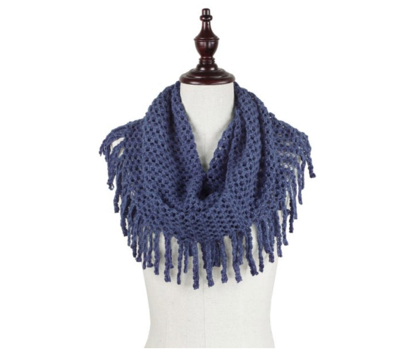 Knit Mini-Tube Scarf with Fringe