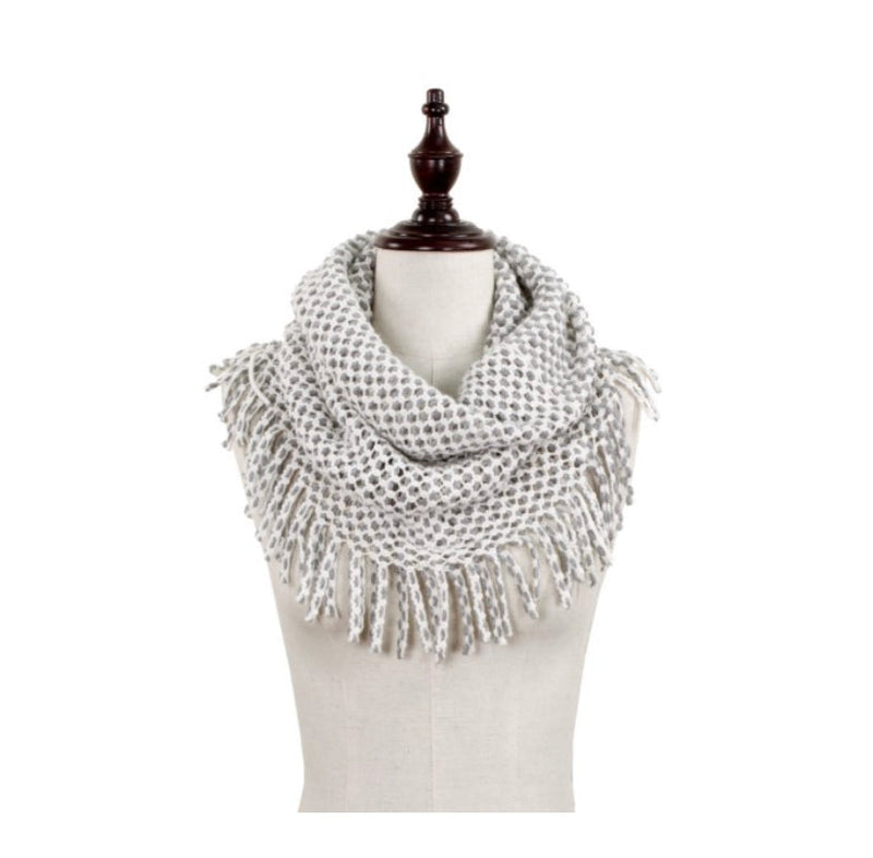 Knit Mini-Tube Scarf with Fringe