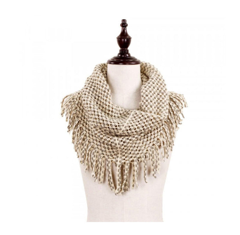 Knit Mini-Tube Scarf with Fringe