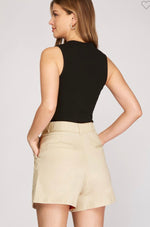 Stretch Twill Pleated Shorts in 3 Colors