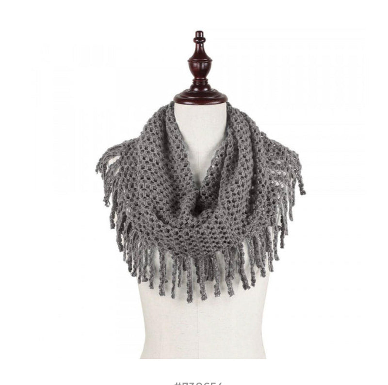 Knit Mini-Tube Scarf with Fringe