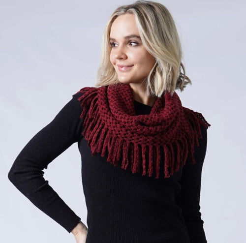 Knit Mini-Tube Scarf with Fringe