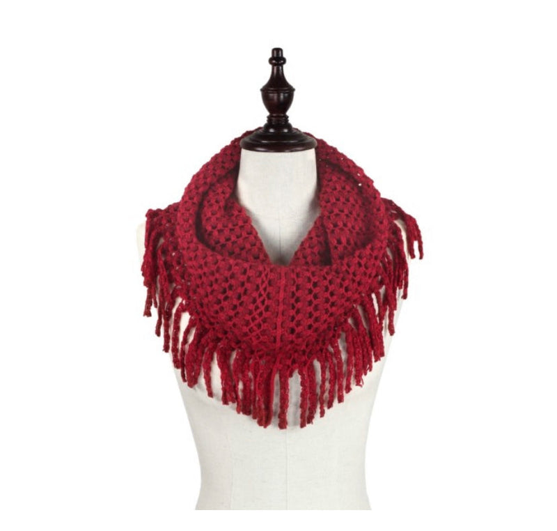 Knit Mini-Tube Scarf with Fringe