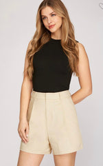 Stretch Twill Pleated Shorts in 3 Colors