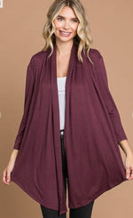 Curvy Sized Dusty Denim Plum Knit Cardis