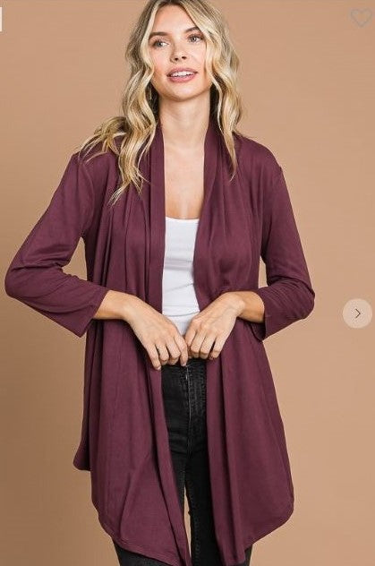 Curvy Sized Dusty Denim Plum Knit Cardis