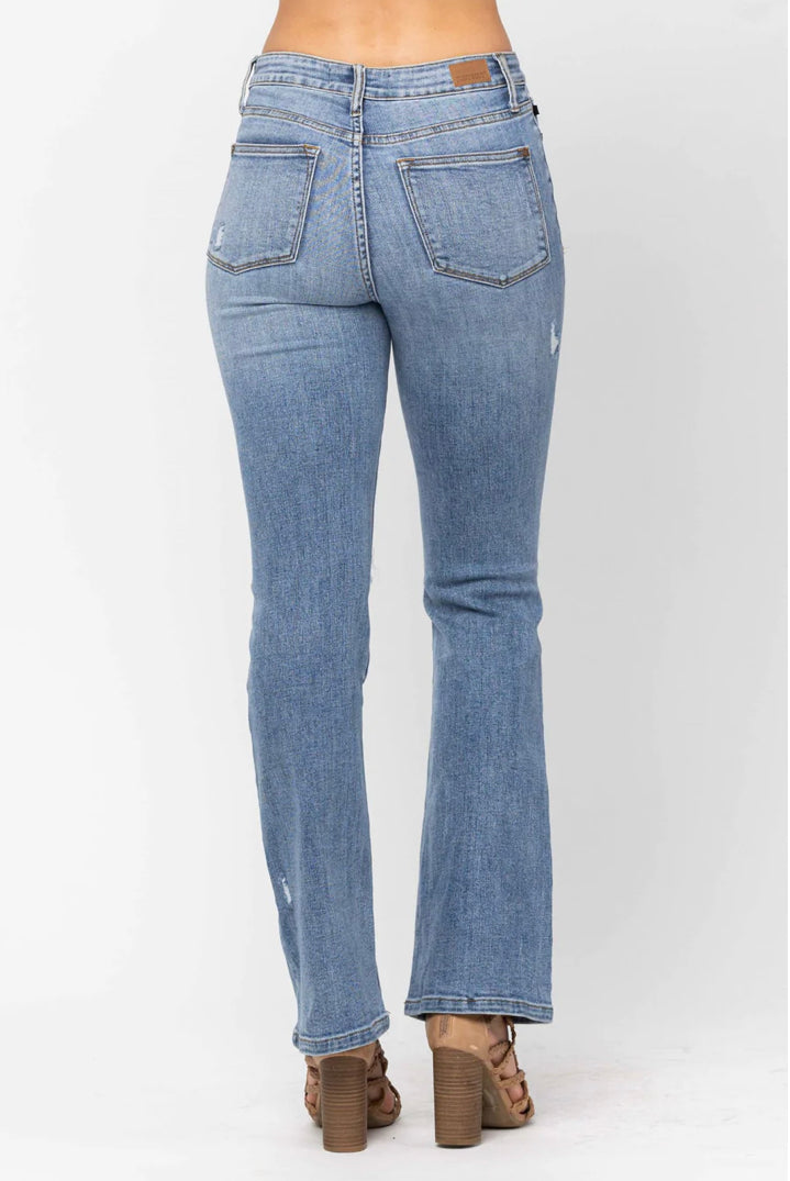 Judy Blue High-Waisted Stone-Washed Destroyed Bootcut