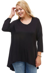 3/4 Sleeve Basic Black Tunic