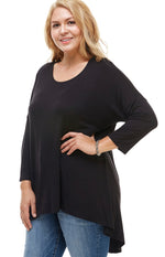 3/4 Sleeve Basic Black Tunic