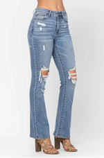 Judy Blue High-Waisted Stone-Washed Destroyed Bootcut