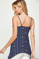 Lined Boho Cami in Navy Design