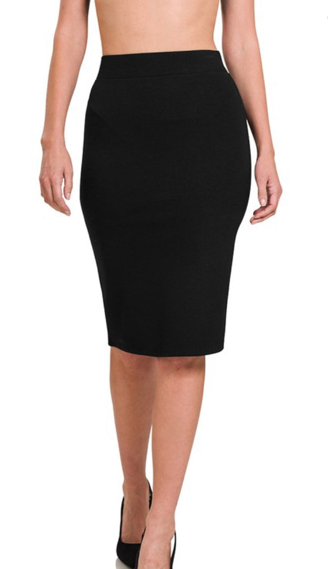 Black Stretch Pencil Skirt